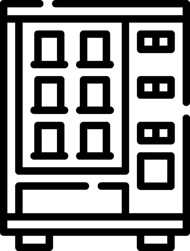 A black and white icon of a vending machine vector