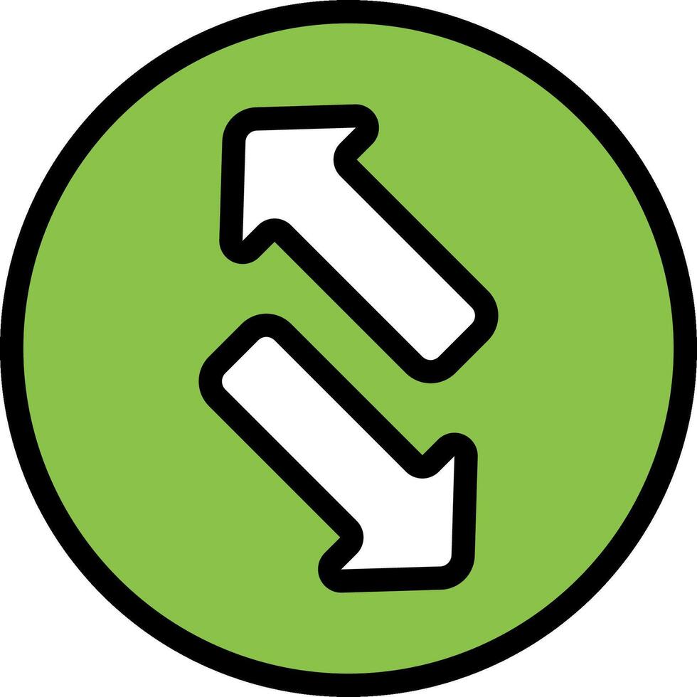 A green circle with two arrows pointing in opposite directions vector