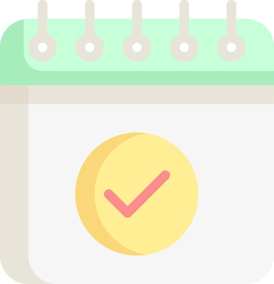 A calendar with a tick mark on it vector
