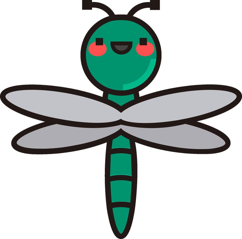 A cartoon dragonfly with a smile on its face vector