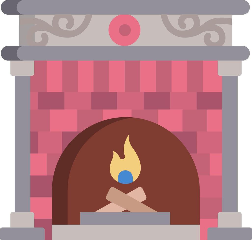 Fireplace with a burning log illustration vector