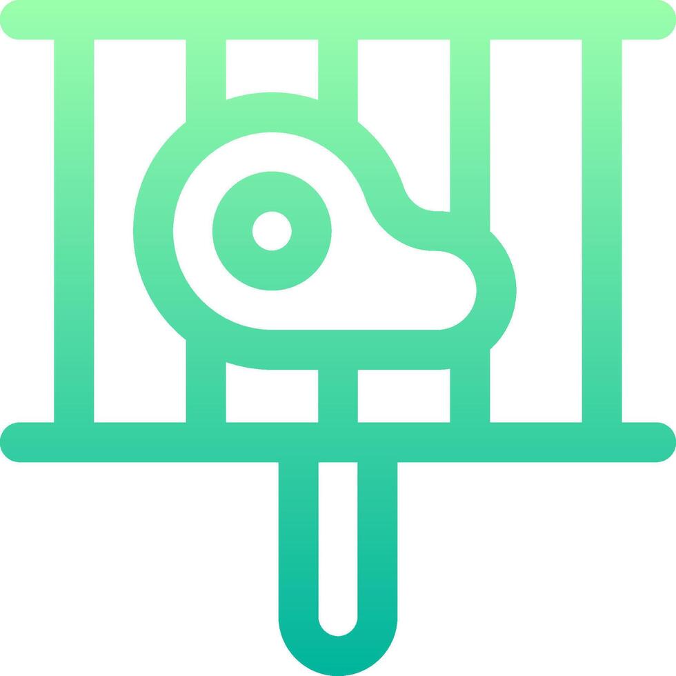A green and white icon of a bird in a cage vector