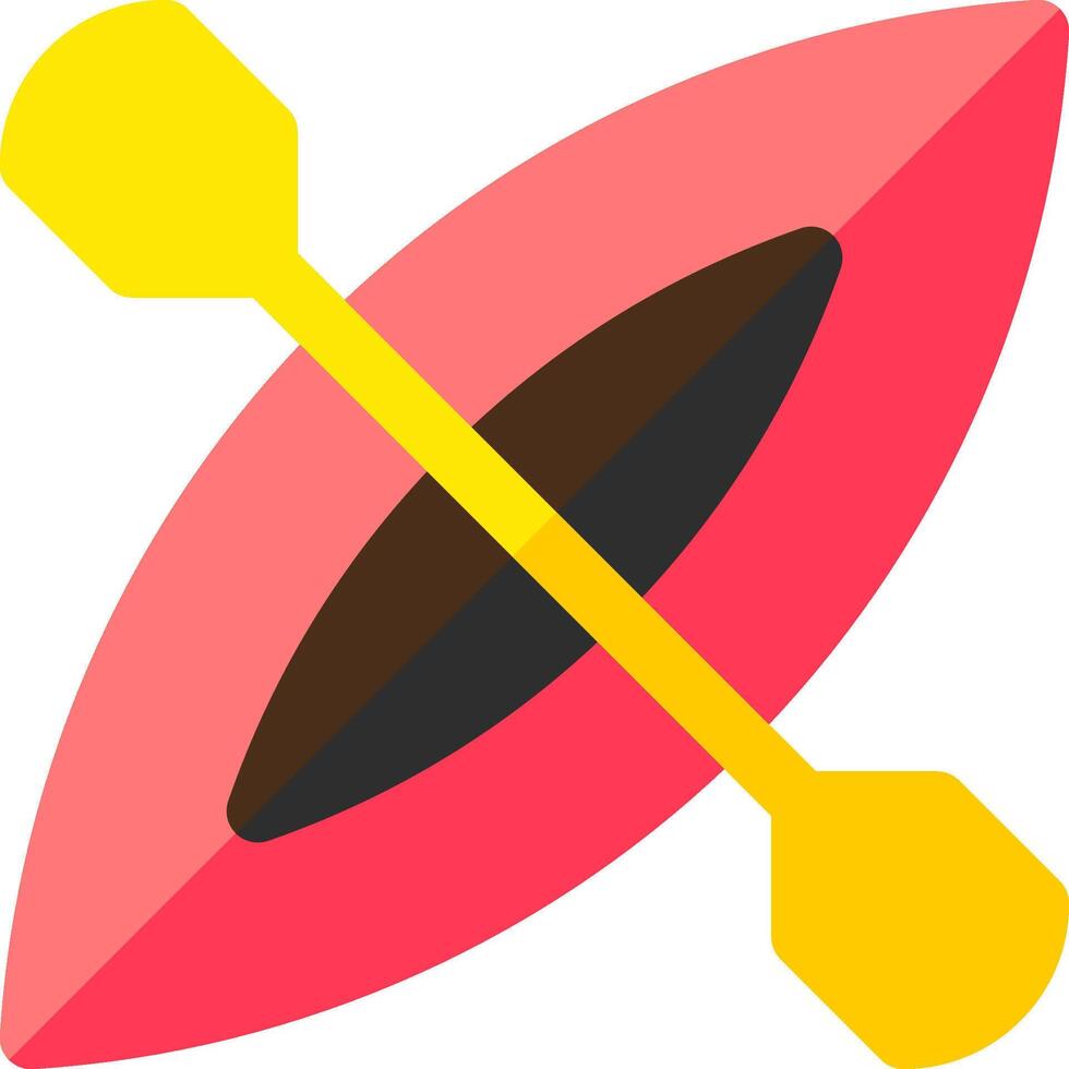 A red kayak with two oars on it vector