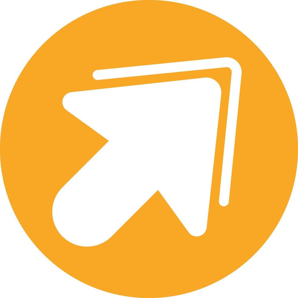 A white arrow pointing down in an orange circle vector