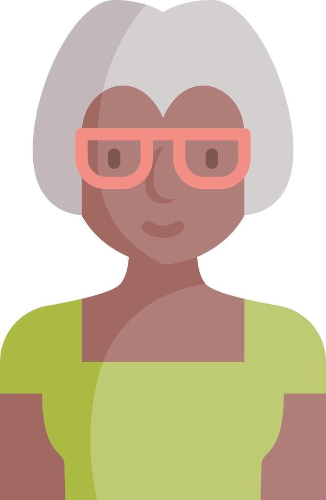 An old woman with glasses and a green shirt vector