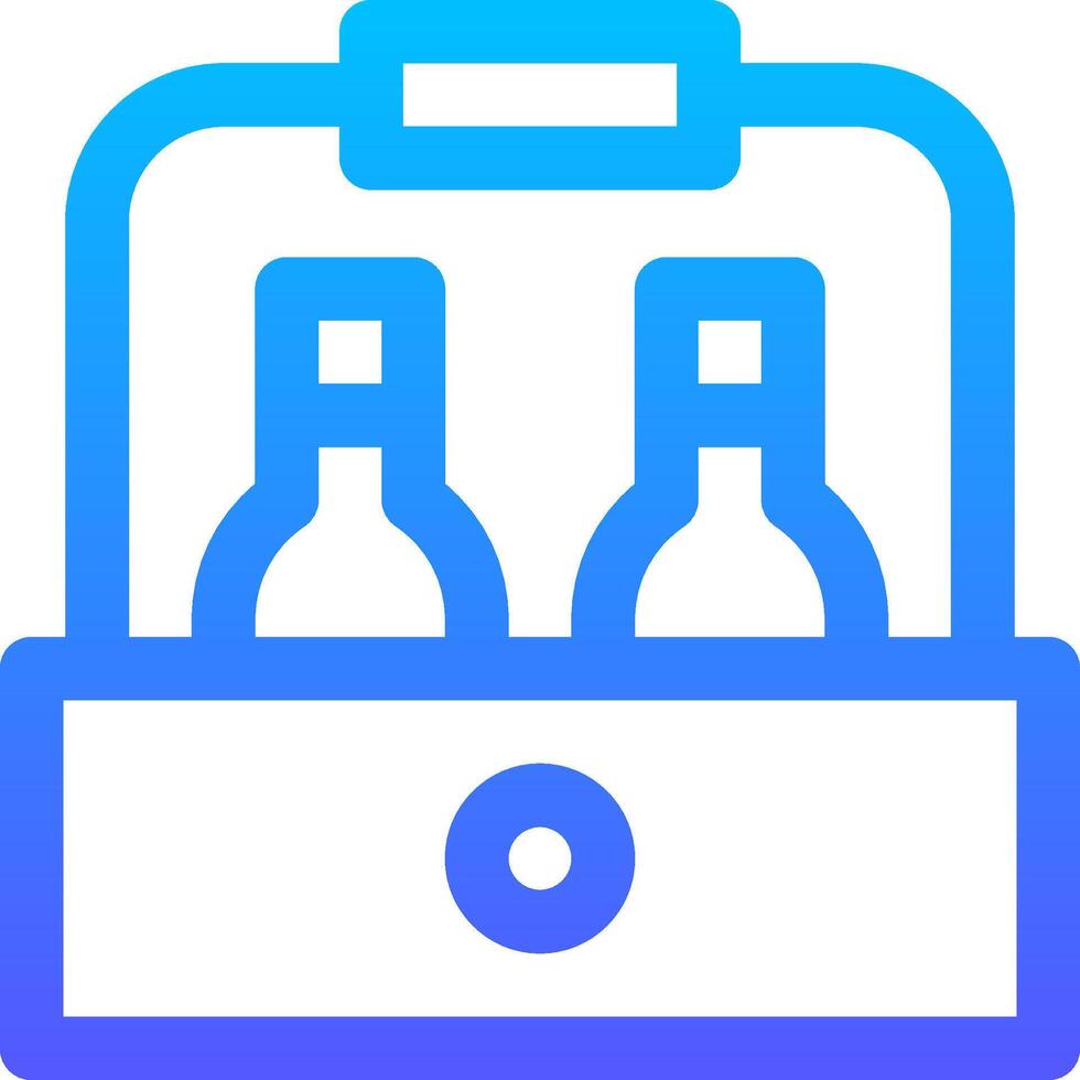 A blue and white icon of a box with two bottles vector
