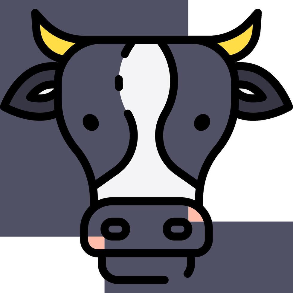 A cow head with yellow horns on a checkered background vector
