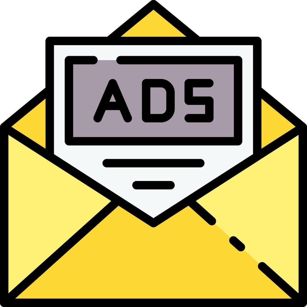 An ad in an envelope with a yellow envelope vector