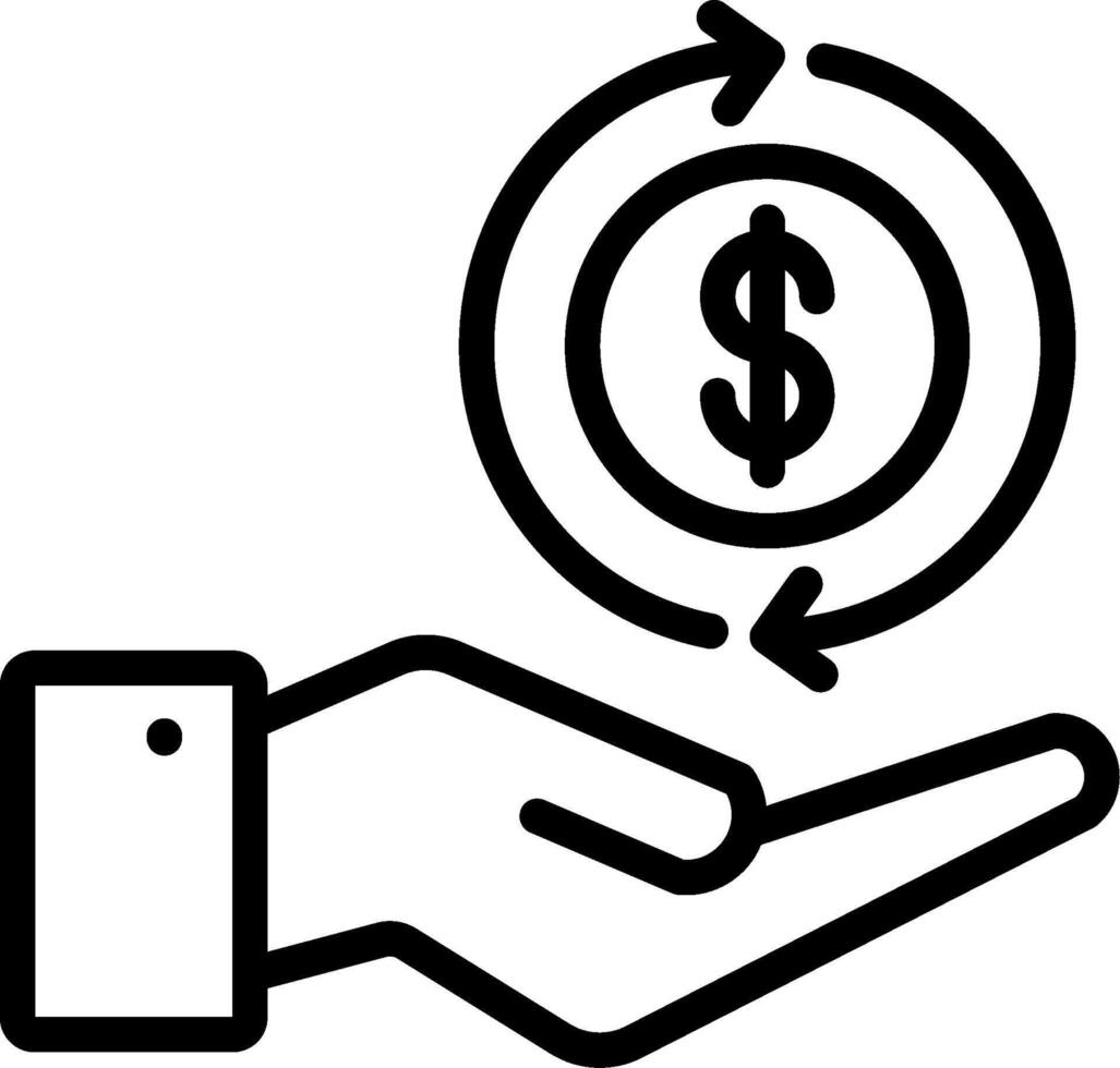 A hand holding a dollar sign and a dollar sign is shown vector