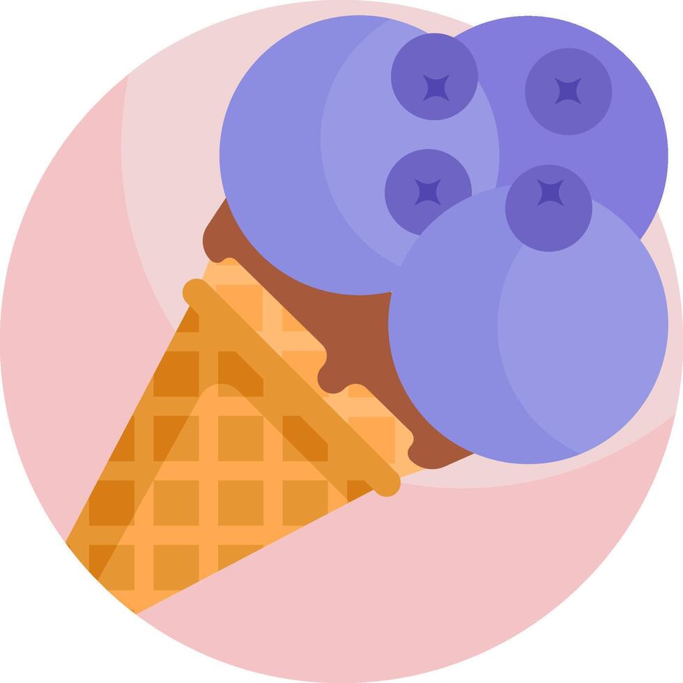 An ice cream cone with blueberries on top vector