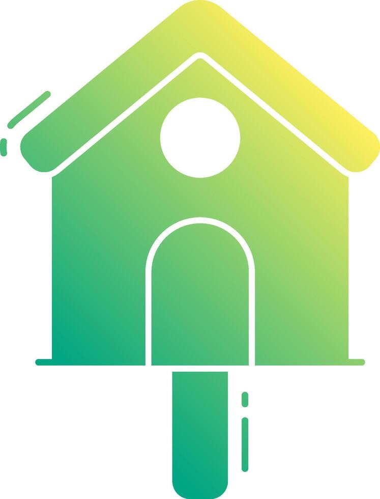 A green and yellow birdhouse icon vector