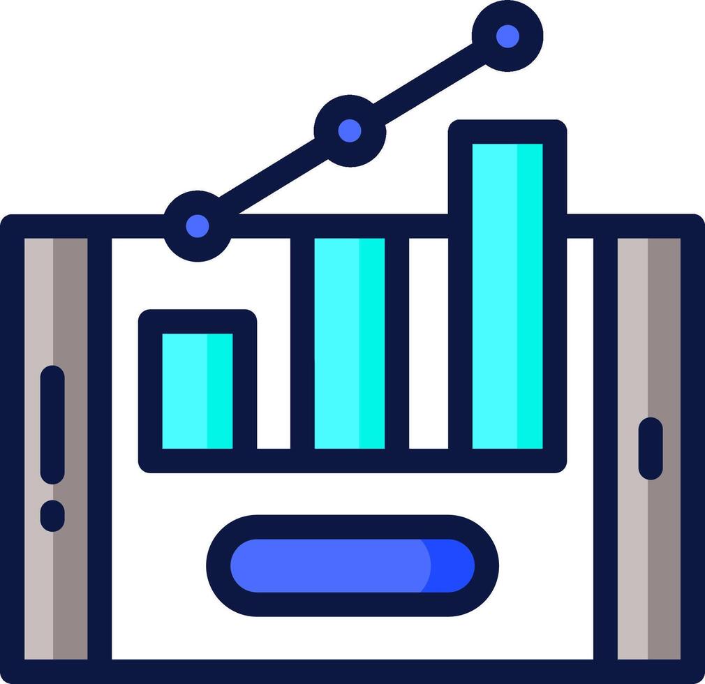 An icon of a smartphone with a bar chart on it vector