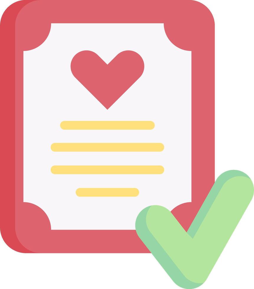 A check mark and a heart icon vector