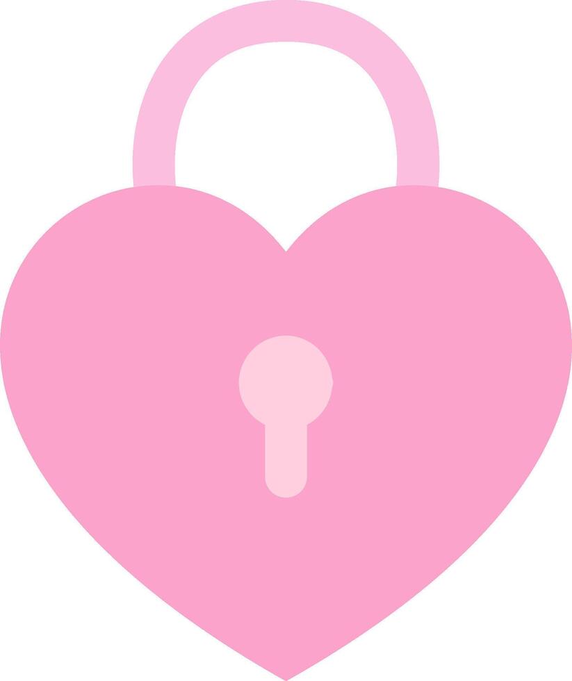 A pink heart shaped lock with a keyhole vector