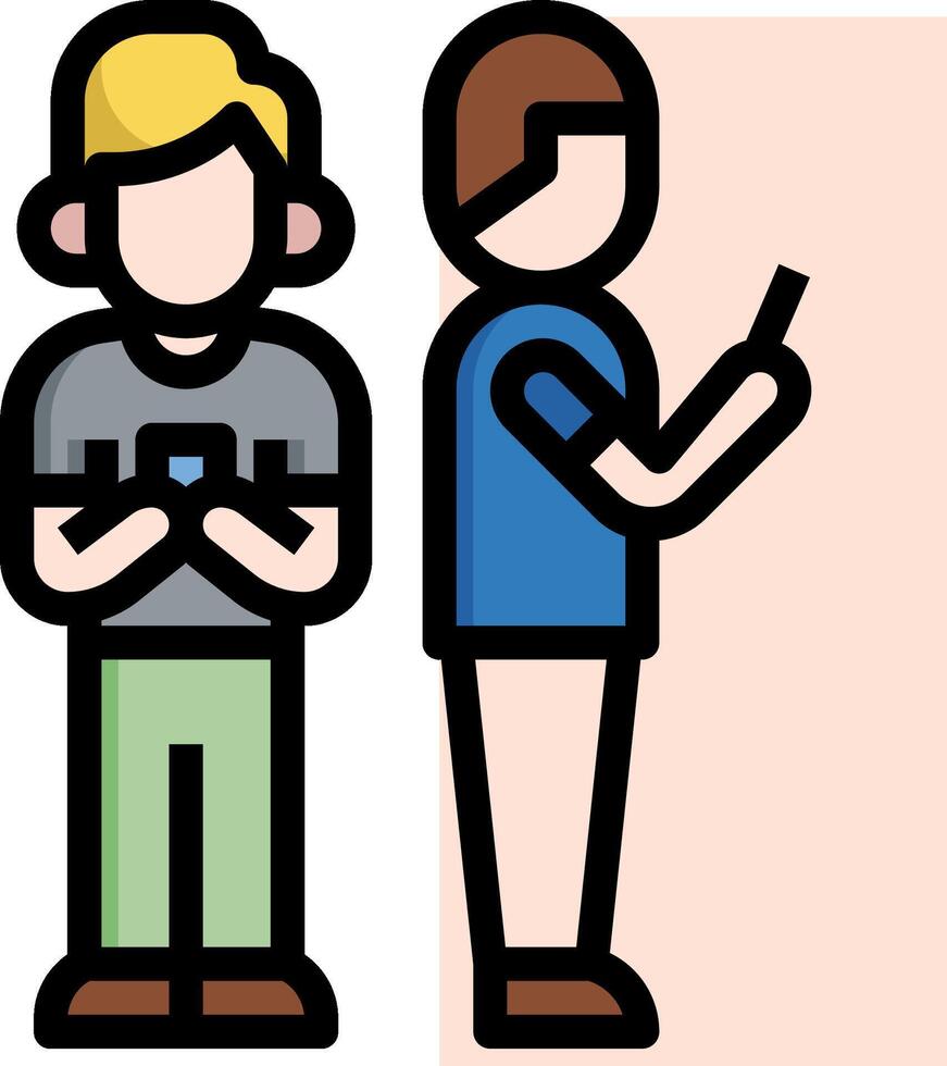 Two men standing next to each other with cell phones vector