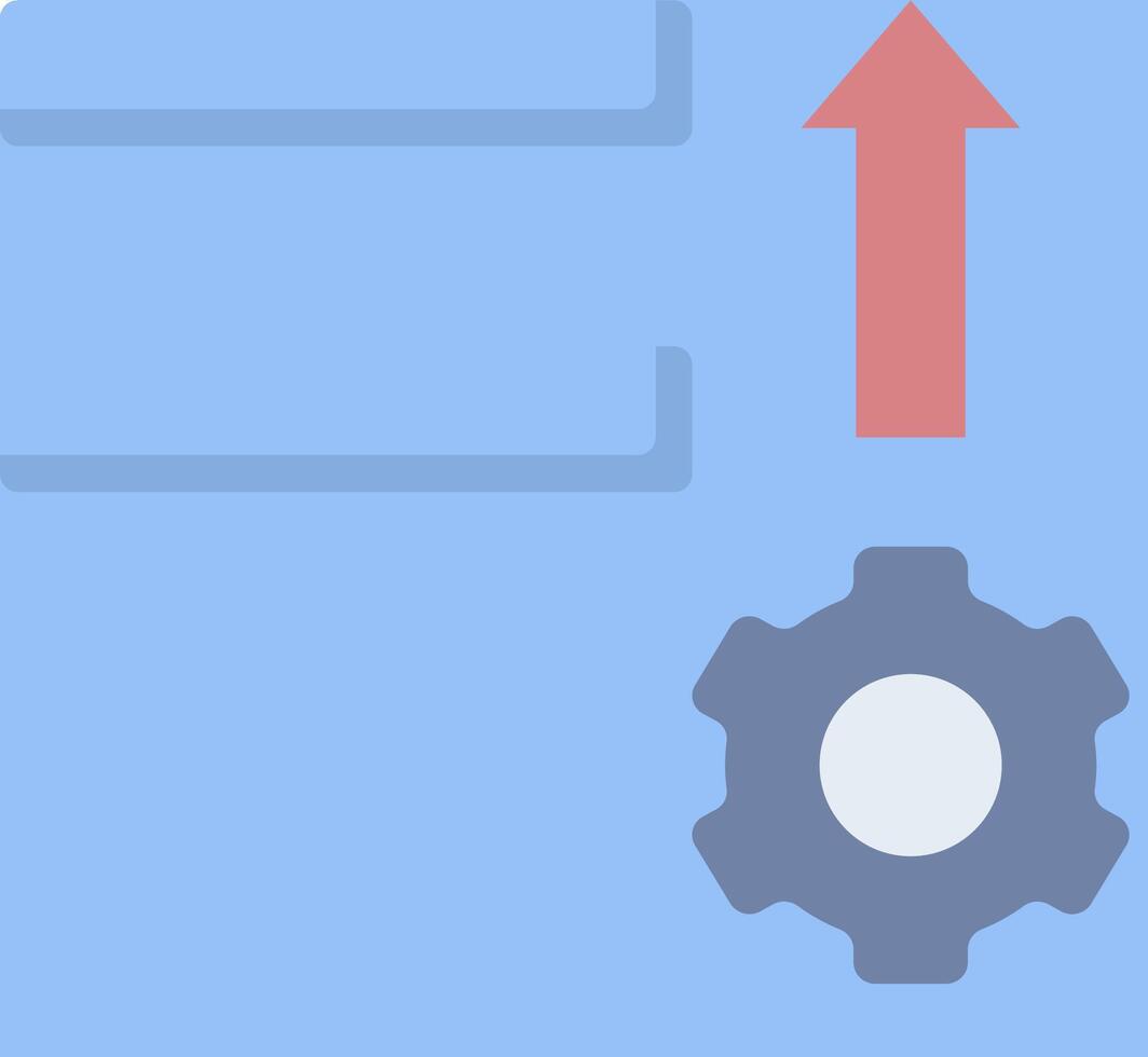 A gear and arrow pointing up on a blue background vector
