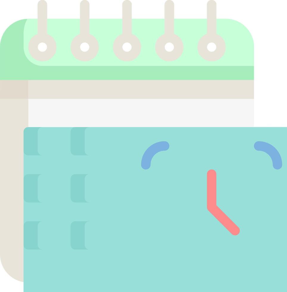 A calendar and a clock are shown in a flat style vector