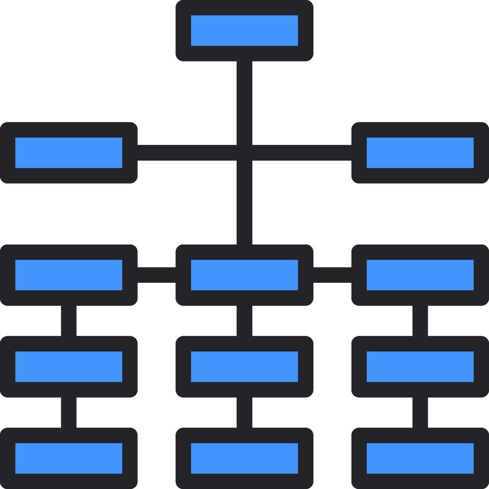 An organizational chart with blue bars vector
