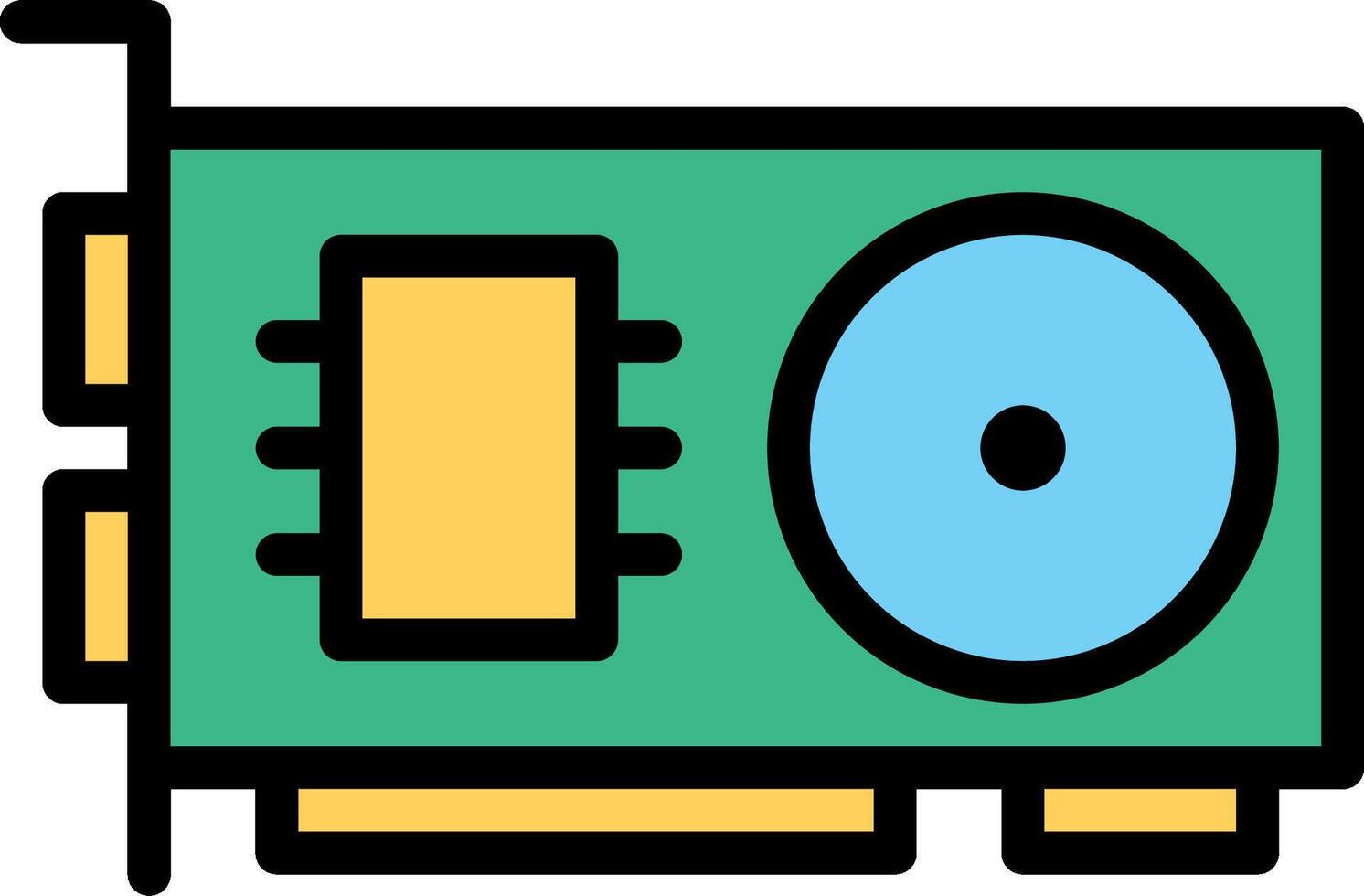 A green computer with a blue disk on it vector