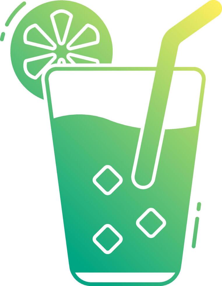 A green drink with a straw and slice of lemon vector