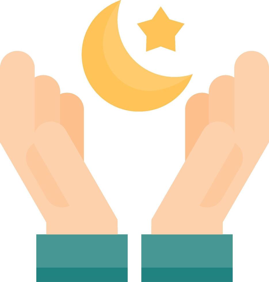 Two hands holding a crescent and star vector