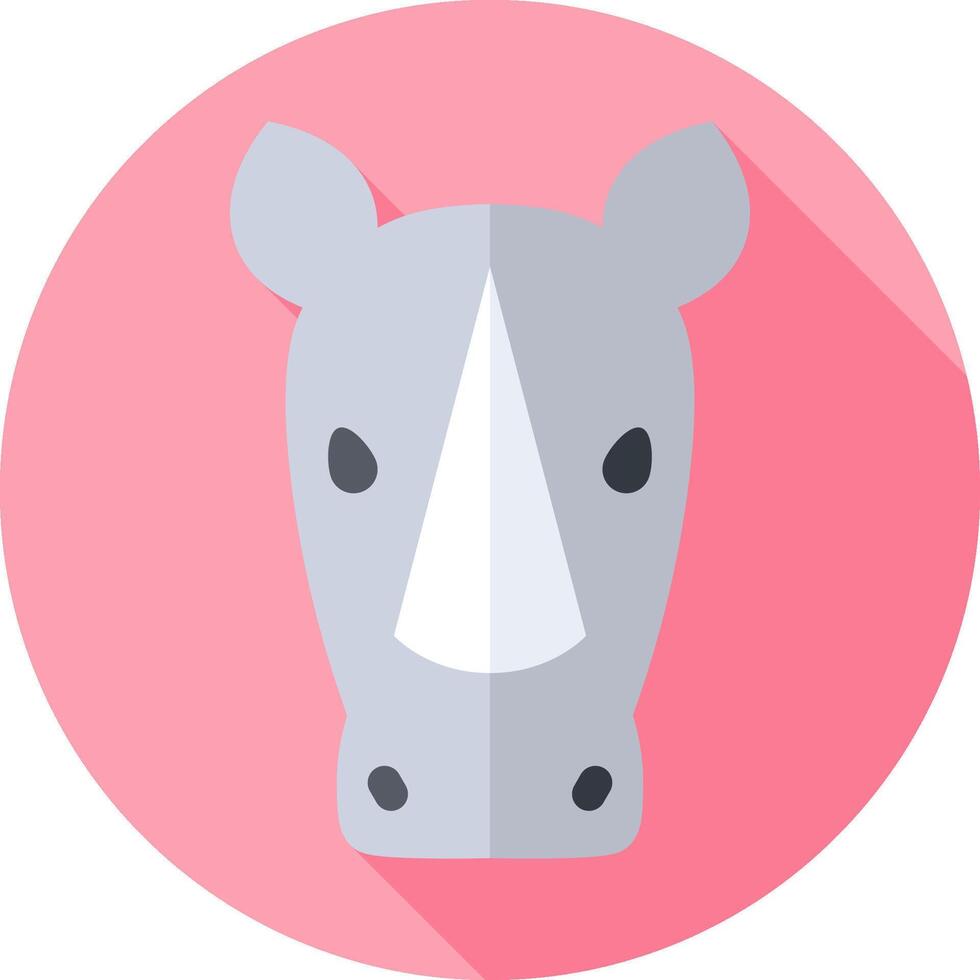 Rhino head icon in flat design with long shadow vector