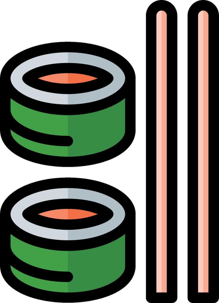 Sushi icon with chopsticks and two rolls vector