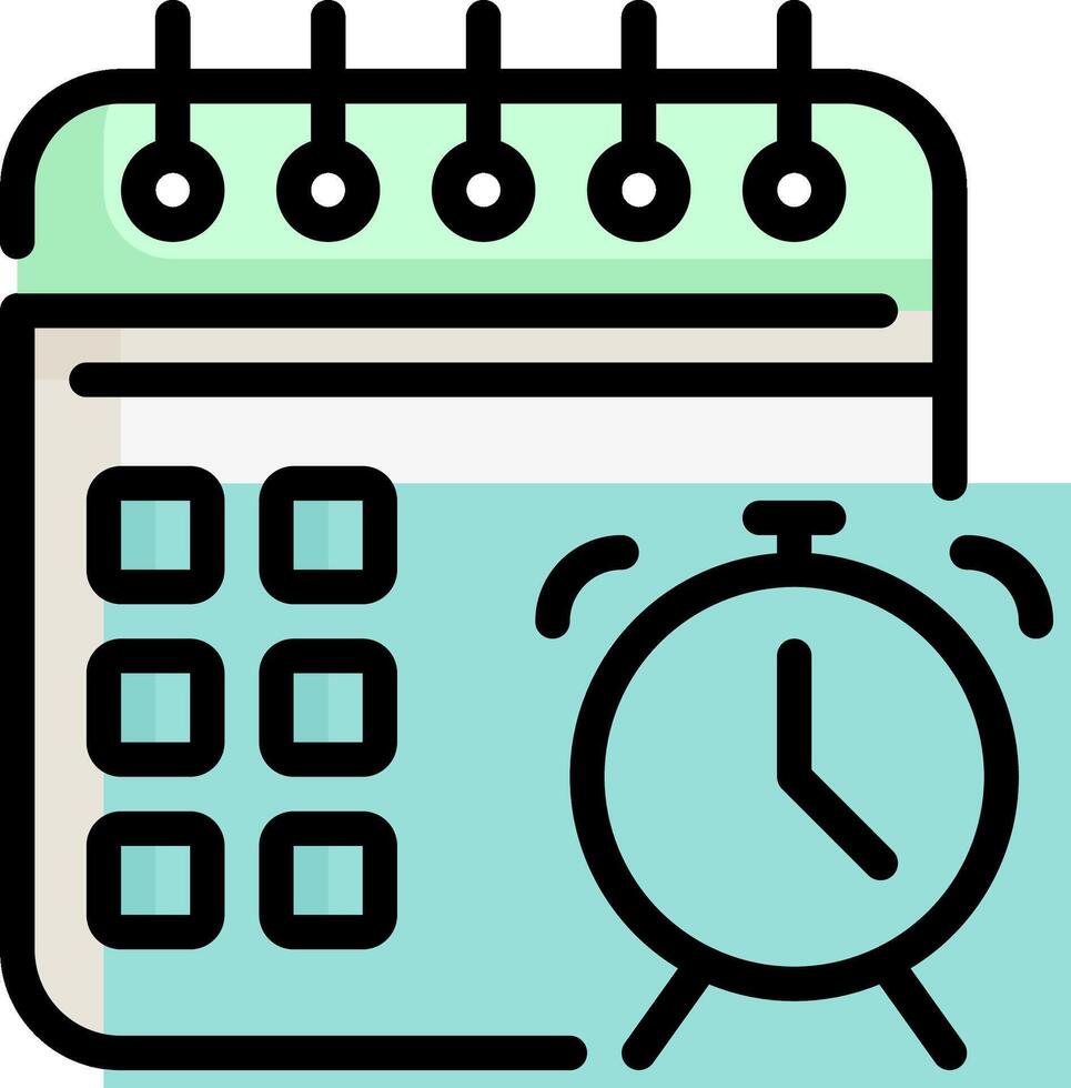 A calendar and an alarm clock are shown on a white background vector