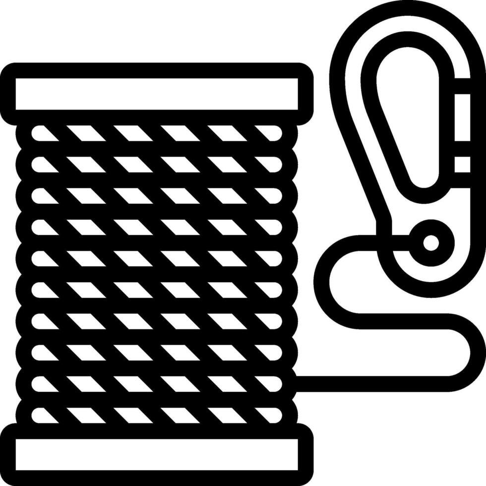 A rope with a hook and a carabine vector