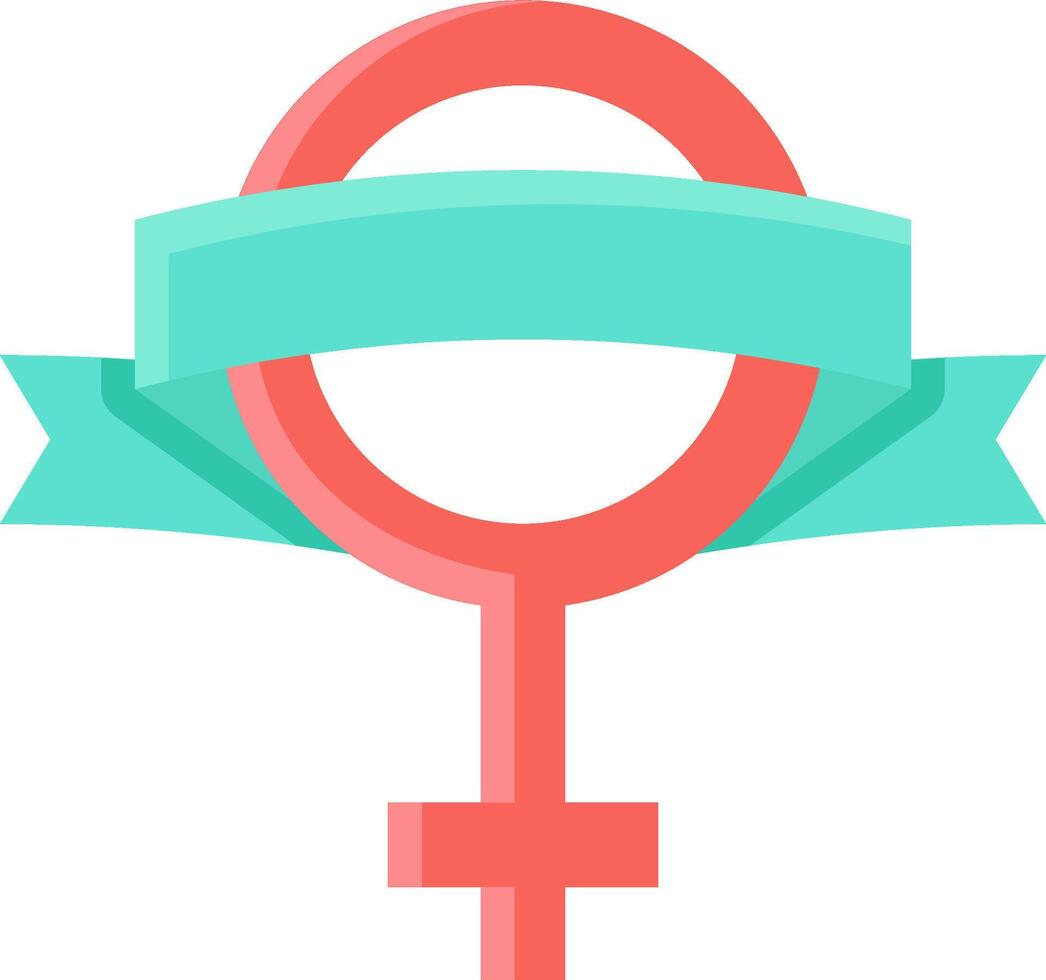 A female symbol with a ribbon around it vector