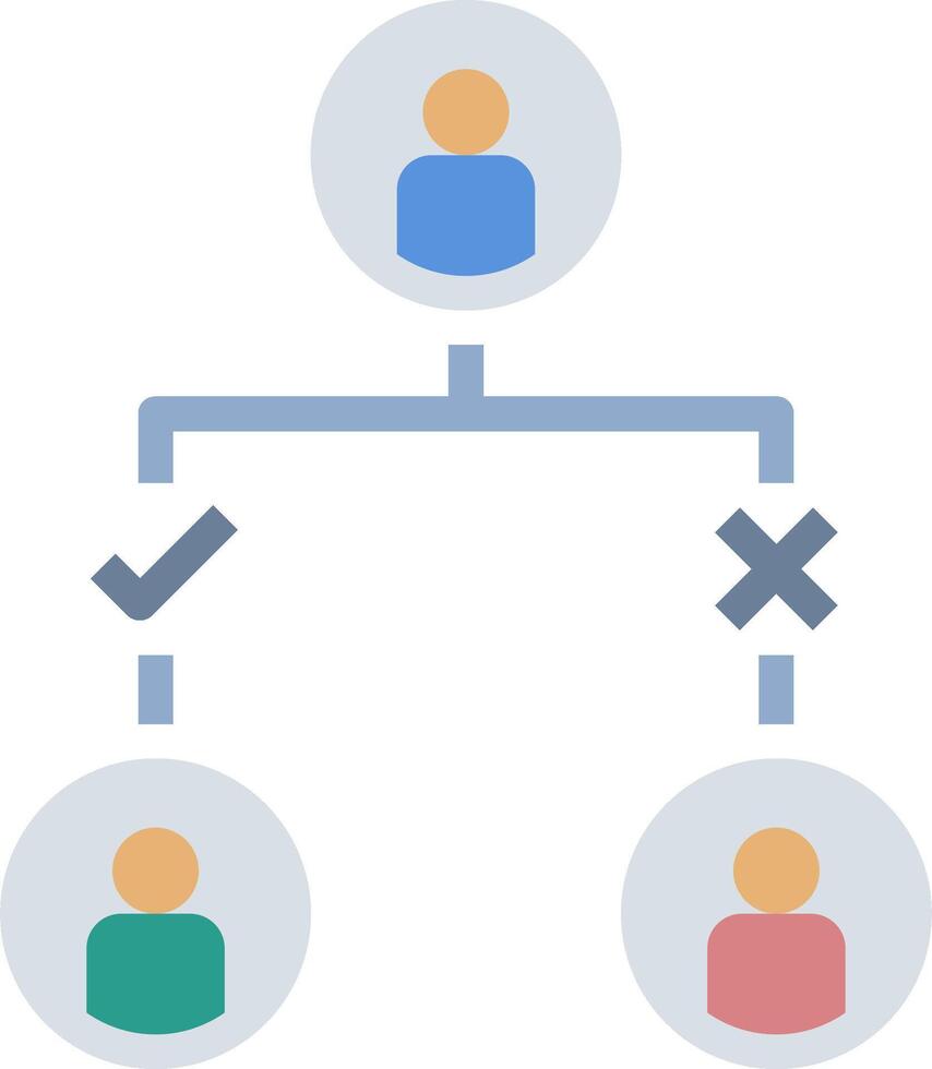 A diagram of a person with a check mark and a person with a cross vector