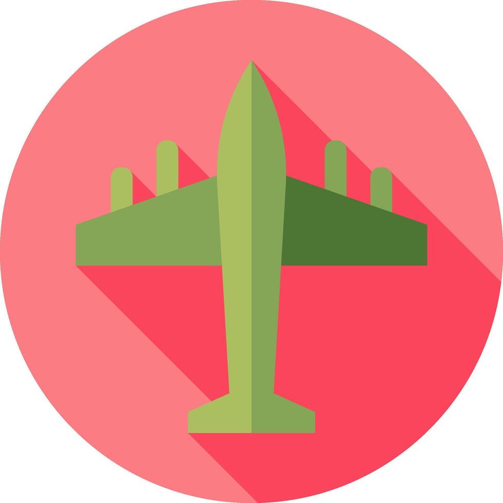A flat icon of a plane on a red circle vector