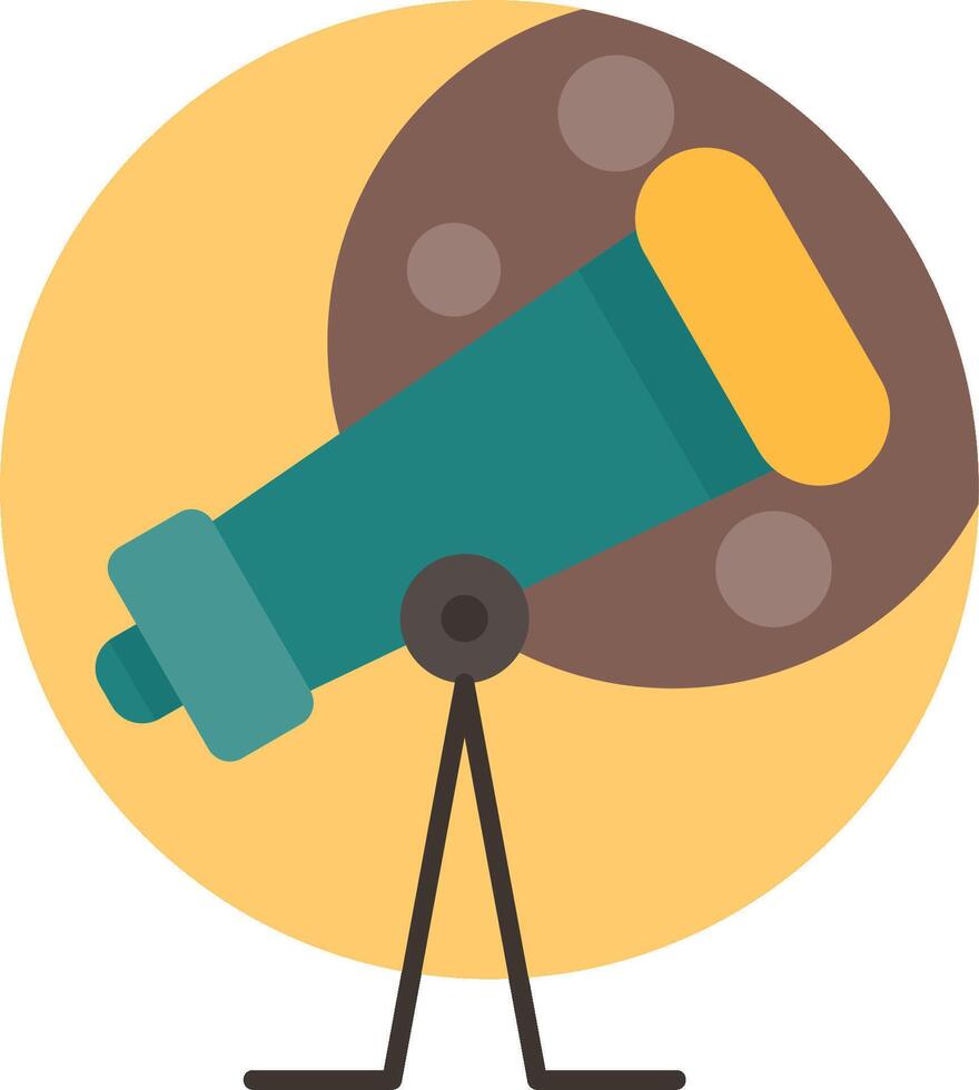 A flat icon of a telescope with a yellow background vector