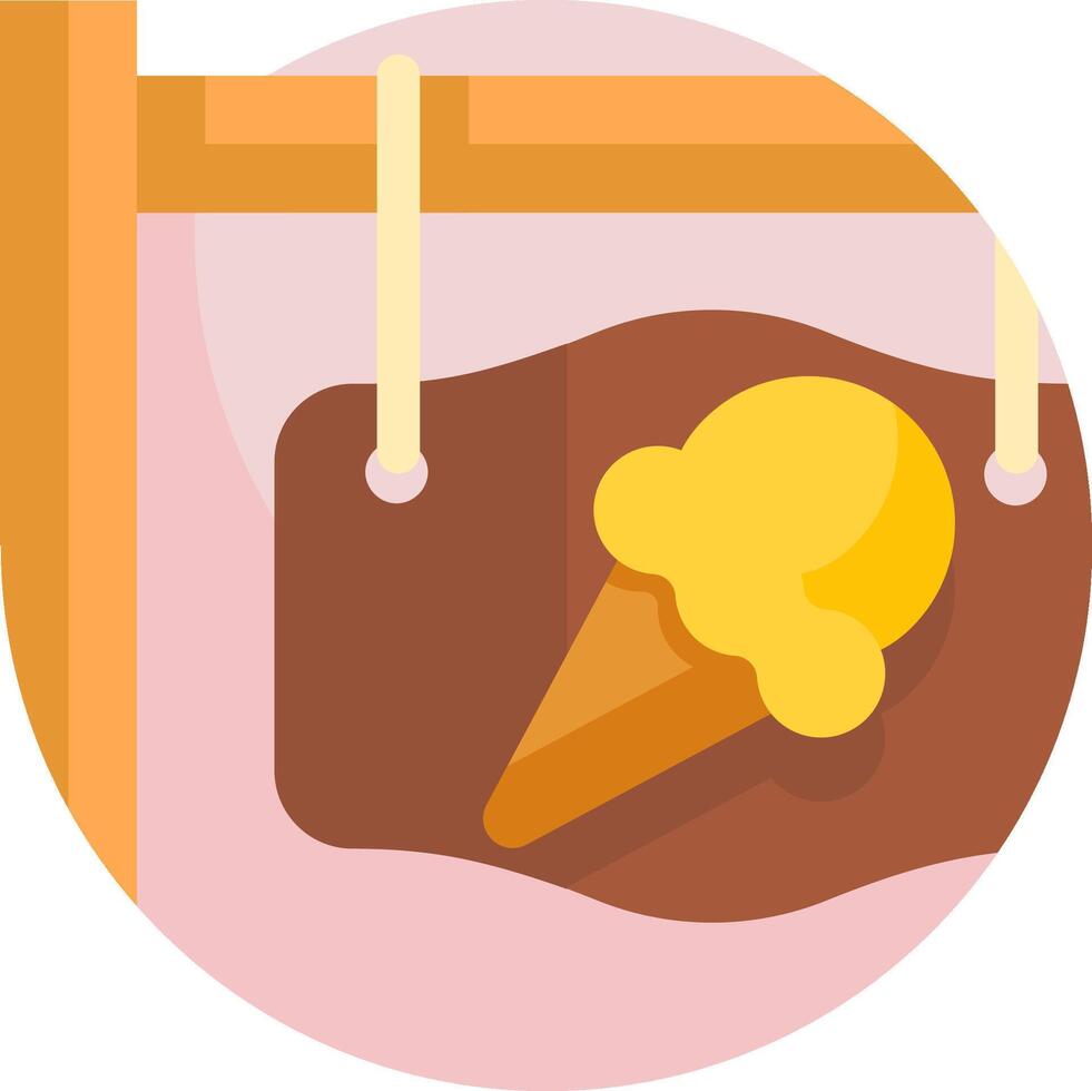 An ice cream cone hanging on a wooden sign vector