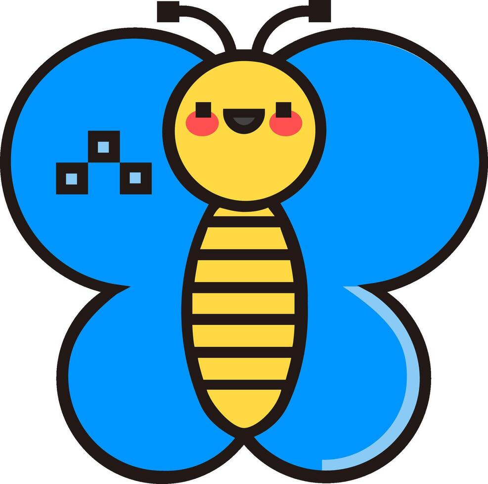A cartoon butterfly with a smiley face vector