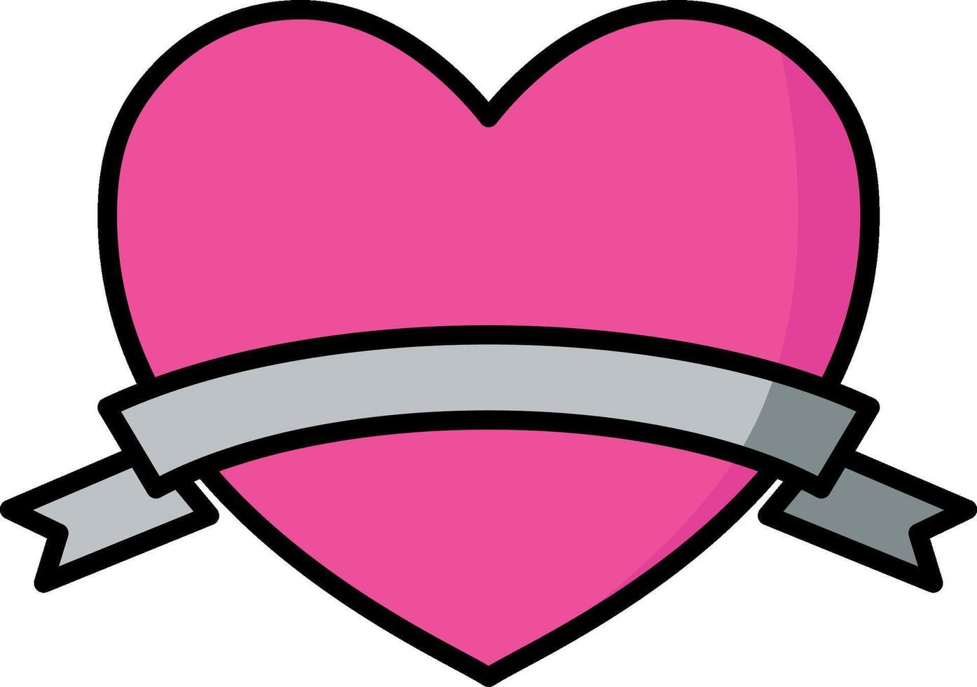 A pink heart with a ribbon around it vector