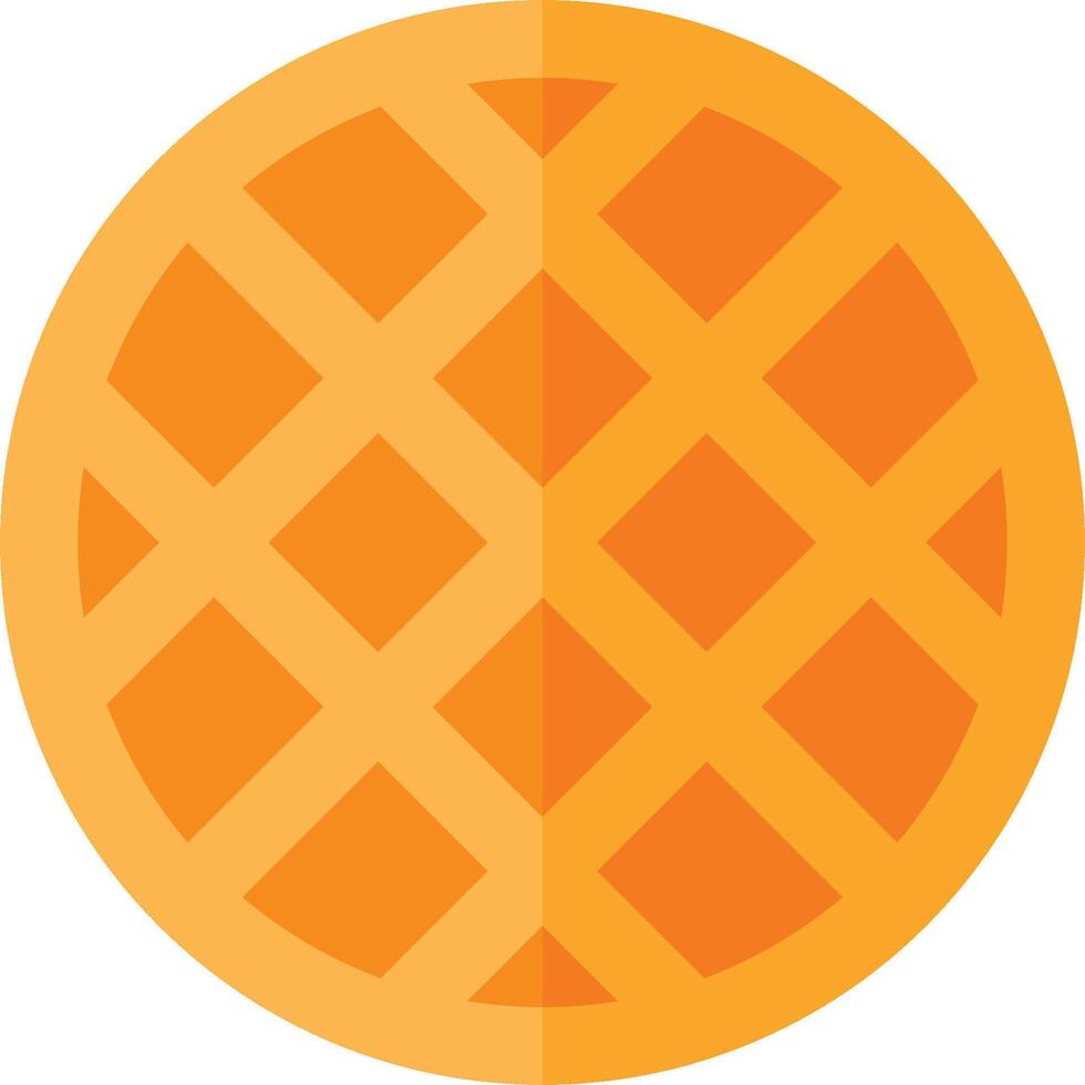 An orange waffle with a checkered pattern vector
