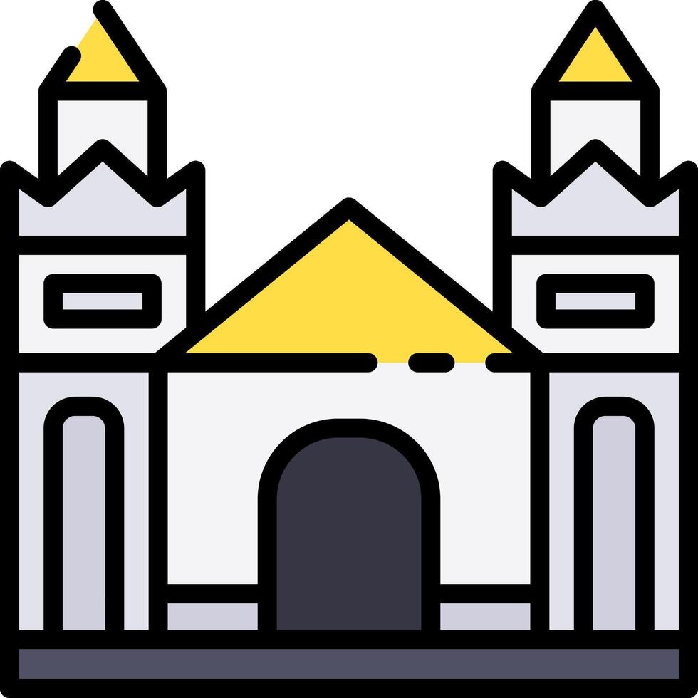 A church icon with yellow and black colors vector