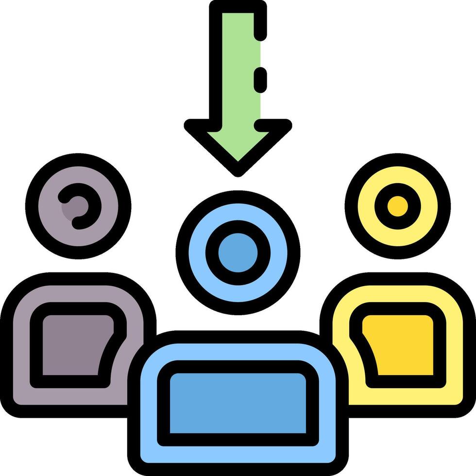 A group of people with a green arrow pointing to the left vector