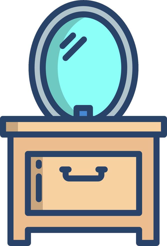 A small table with a mirror on it vector