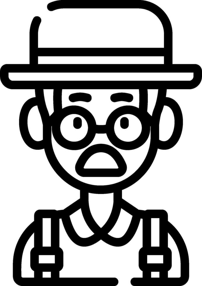 A black and white image of a man wearing a hat and glasses vector