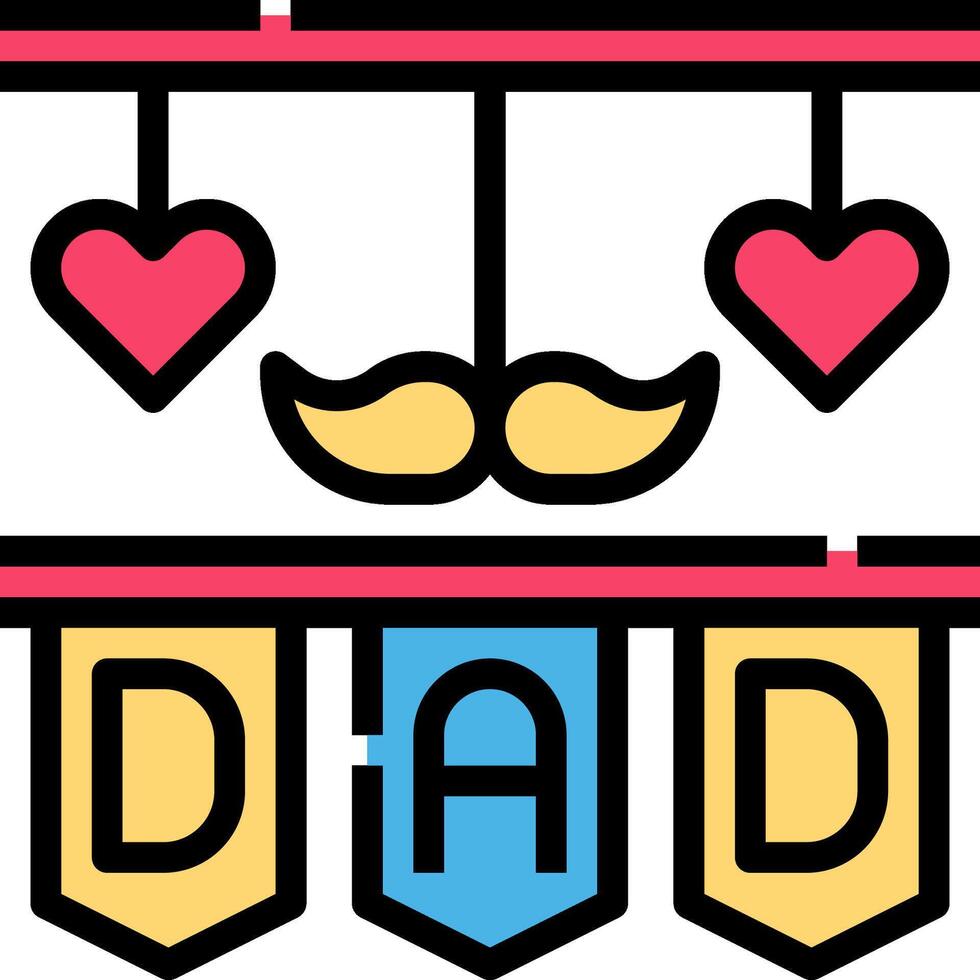 A father's day banner with hearts and a mustache vector