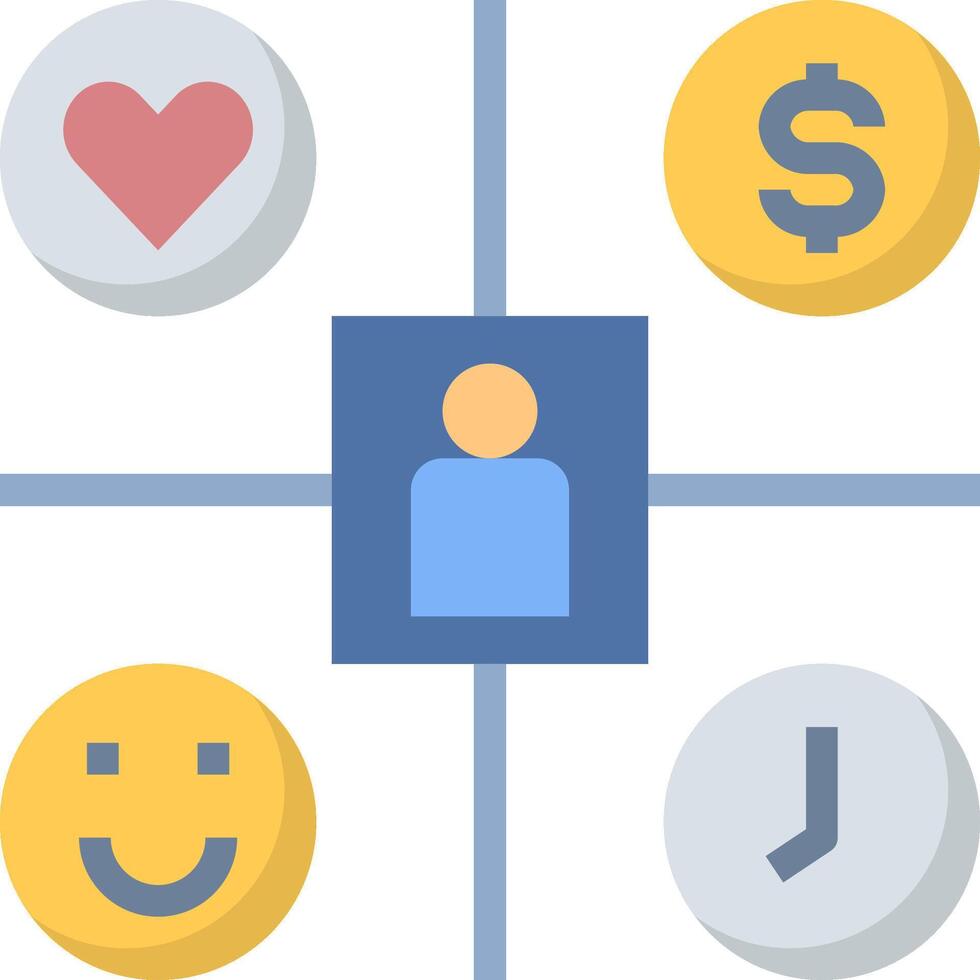 A person is surrounded by different icons vector