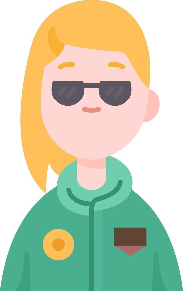 A cartoon woman wearing sunglasses and a green jacket vector