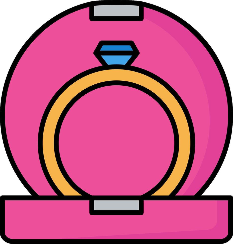 An illustration of a ring in a pink box vector