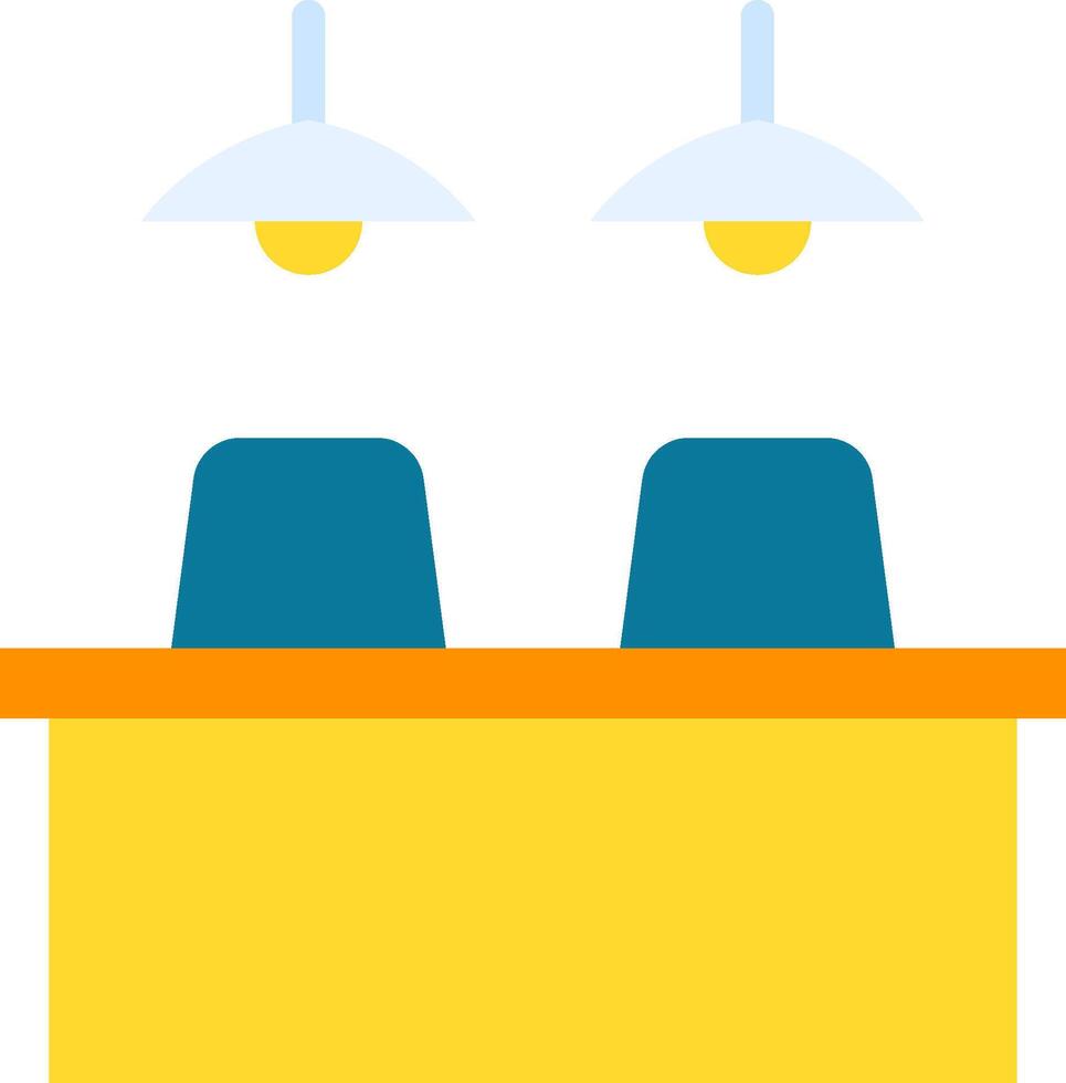 Two chairs are sitting on a table with two lamps vector