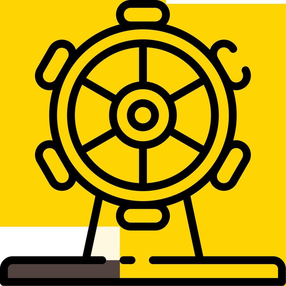 A yellow and black icon of a wheel vector
