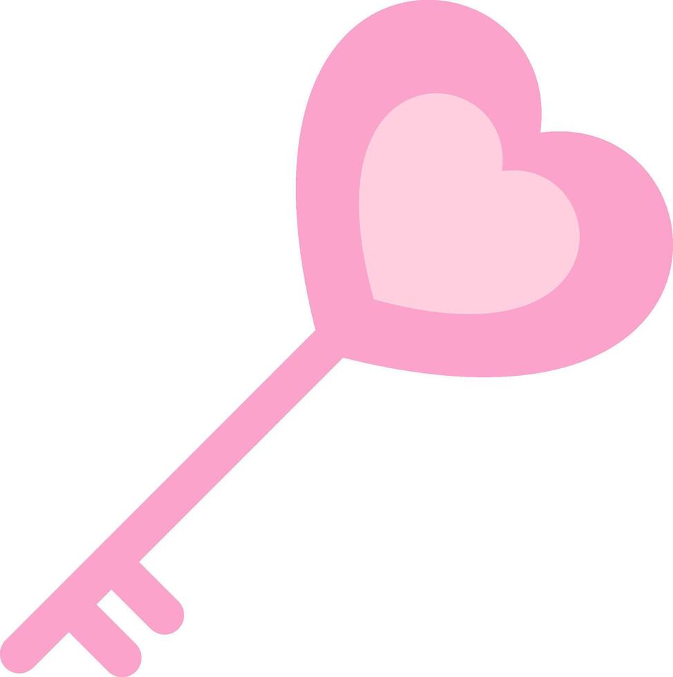 A pink heart shaped key with a keyhole vector