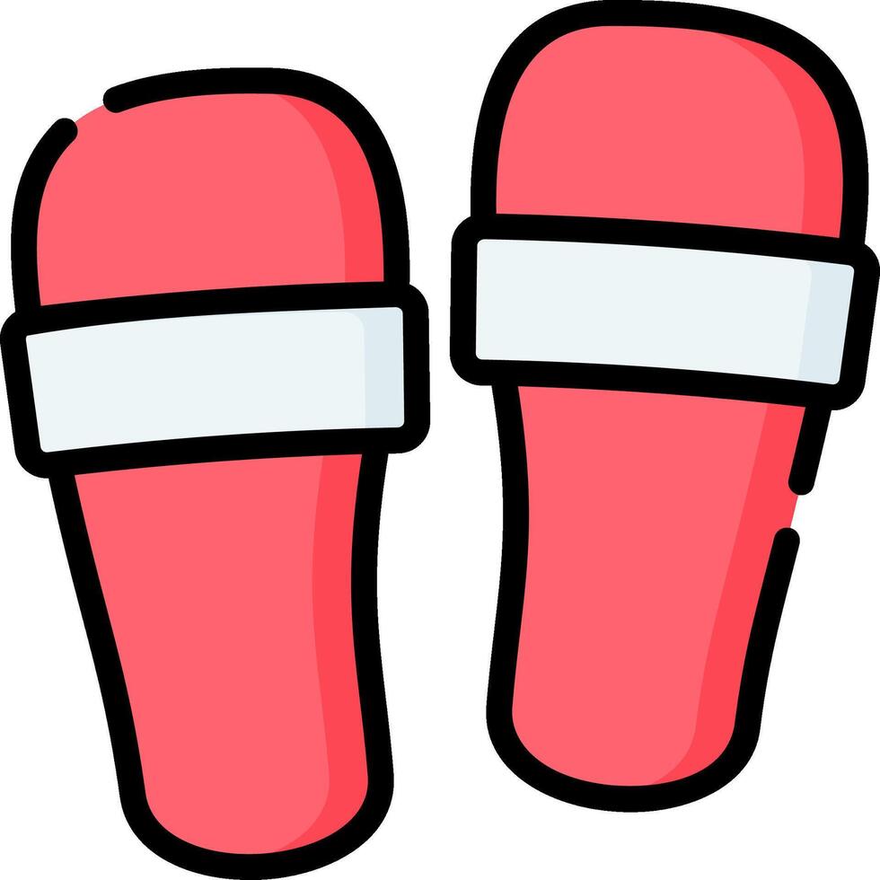 A pair of red flip flops with white bands vector