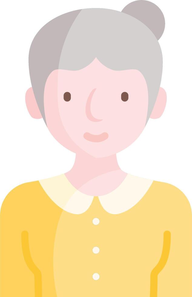 An old woman with gray hair and a yellow shirt vector